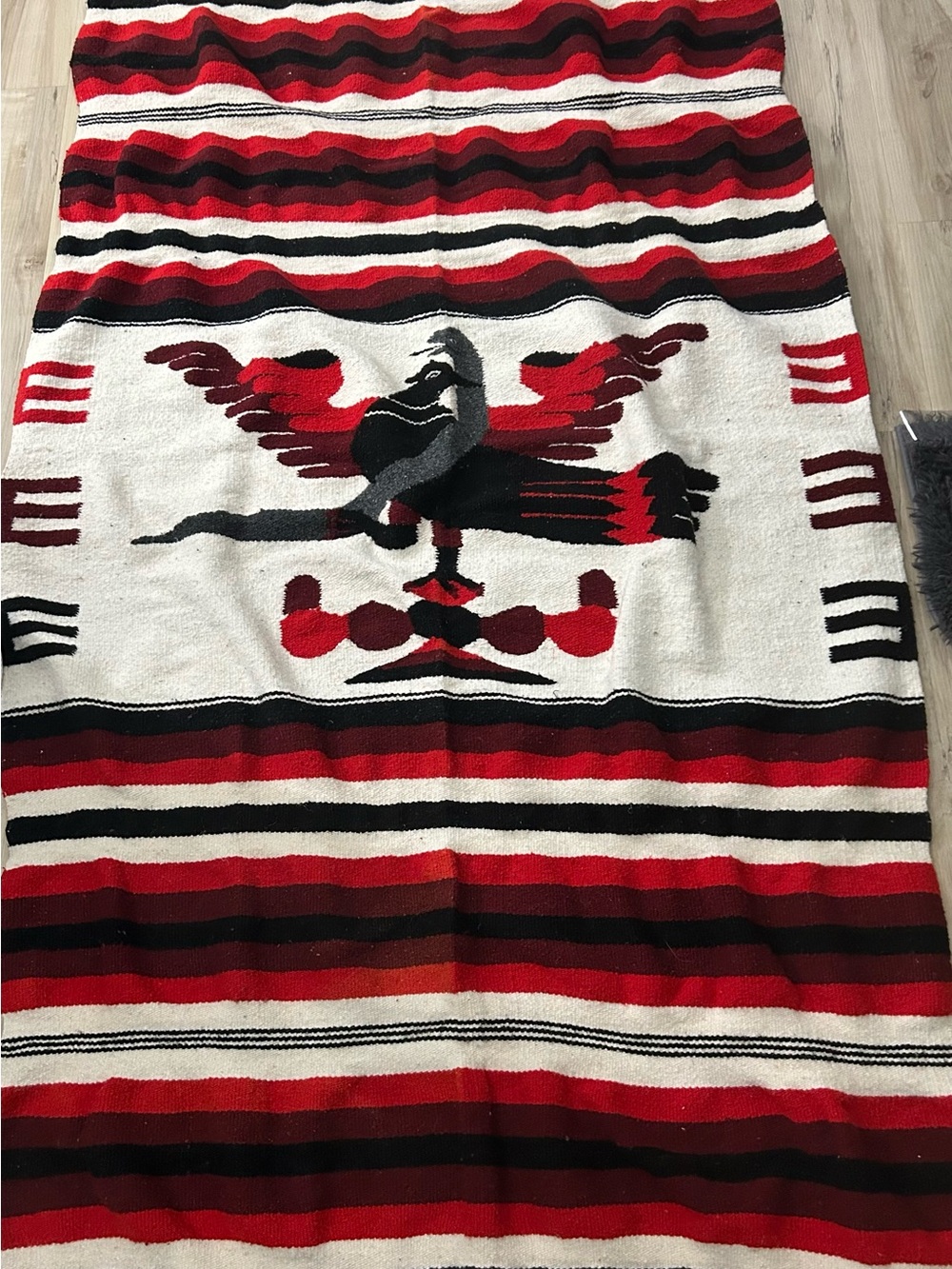 Wool Vintage Southwest Thunderbird Rug Blanket